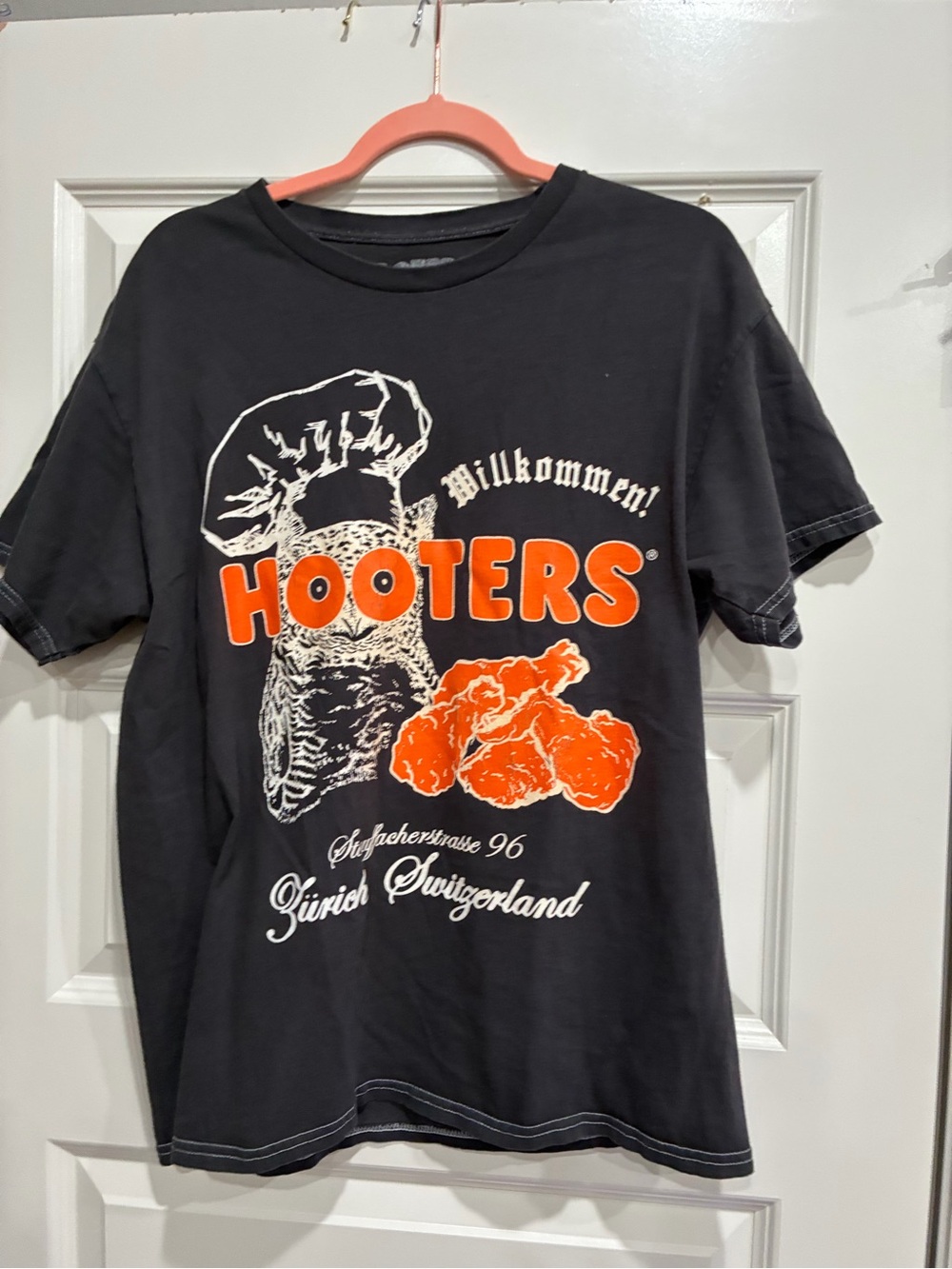 Hooters Black Tee with Orange Accent